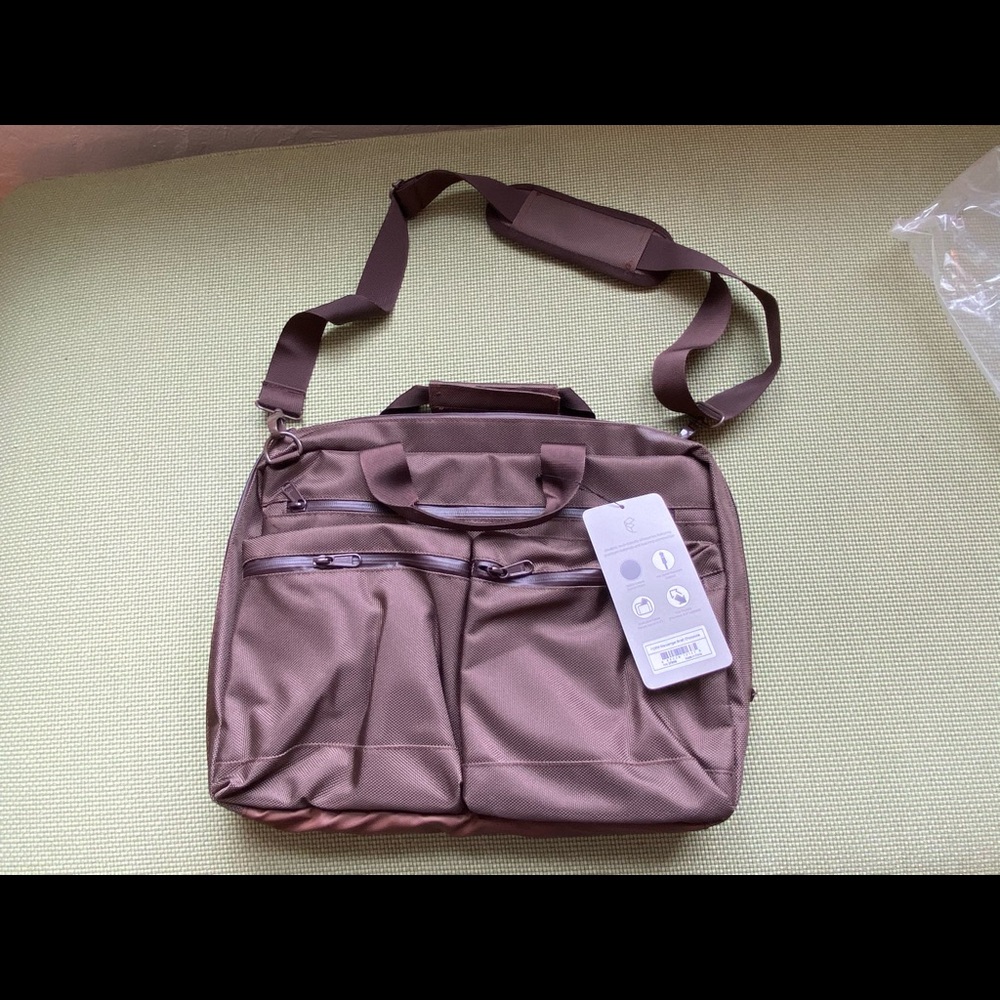 Brown messenger bag computer